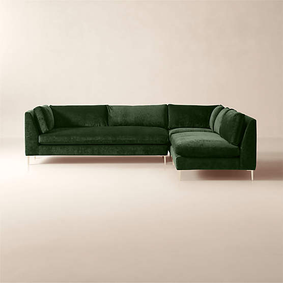 Deseo 3Piece Modular Charcoal Grey Performance Velvet Sectional Sofa CB2