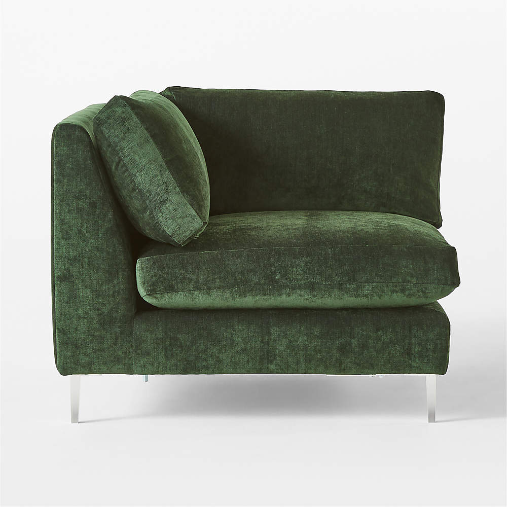 Decker Green Performance Velvet Corner Chair CB2