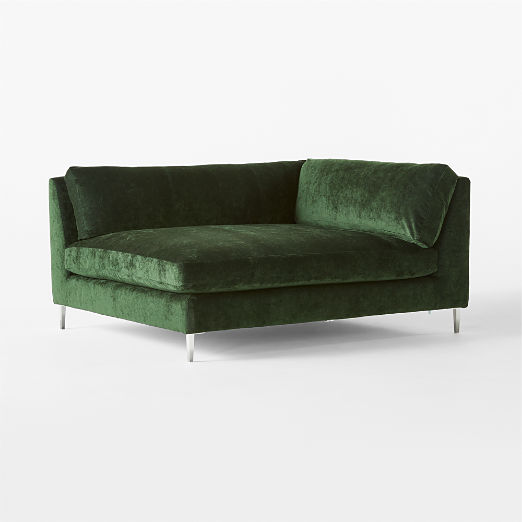 Decker Green Performance Velvet Chaise with Left Arm