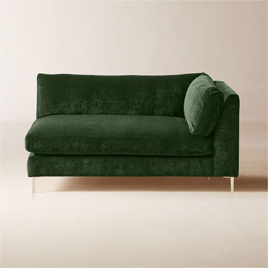 Decker Green Performance Velvet Chaise with Left Arm