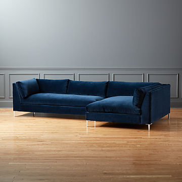 Blue velour sofa