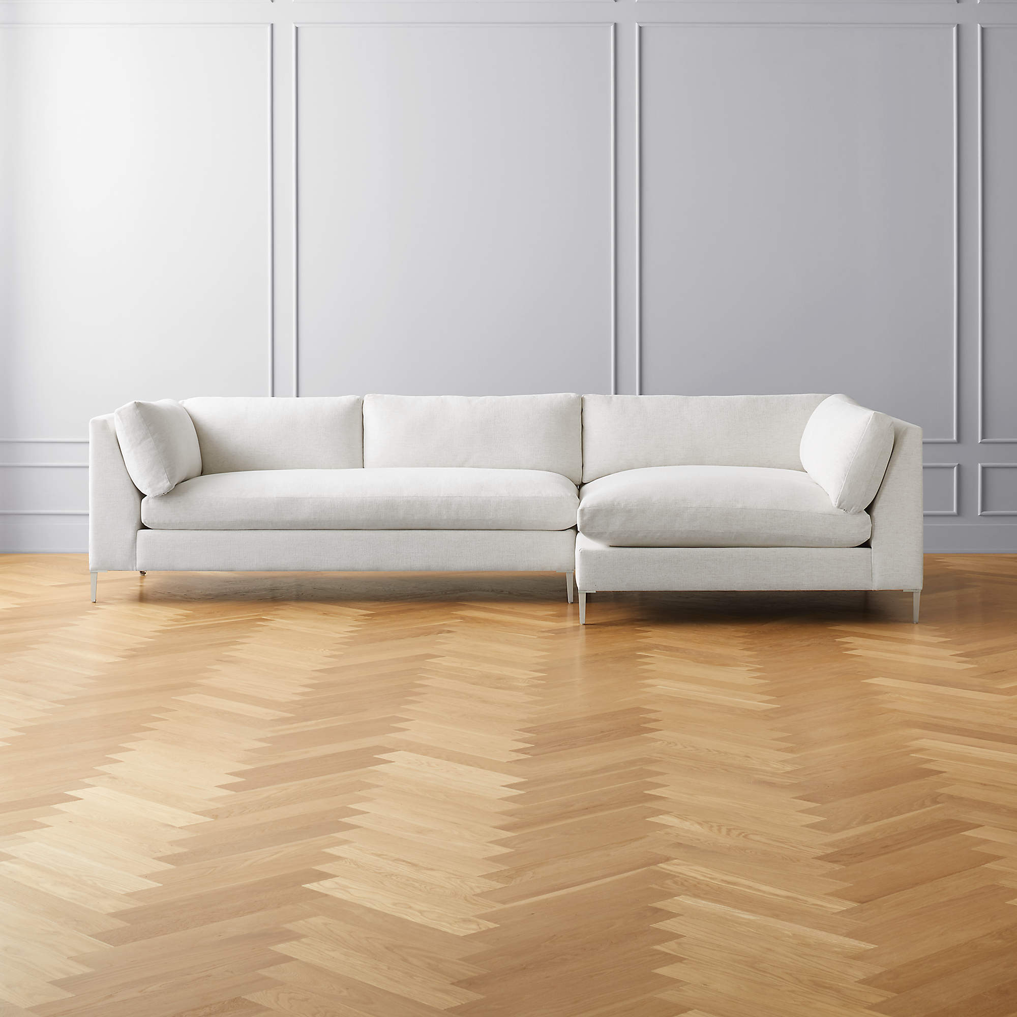 Decker Modern 2Piece White Performance Fabric Sectional Sofa with