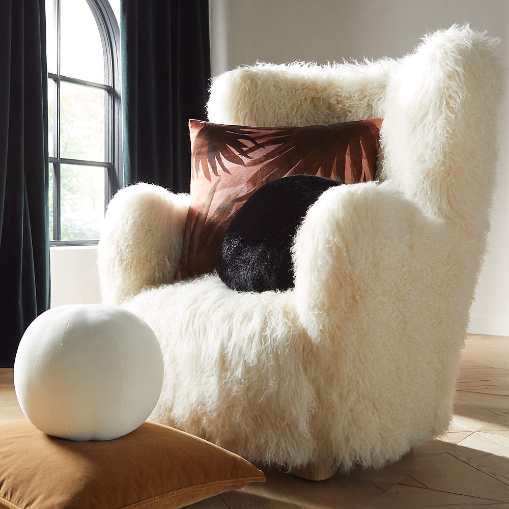 White faux fur online chair throw