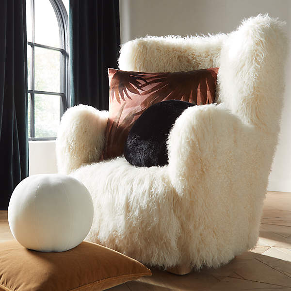 Large Mongolian Sheepskin Chair Cushion 