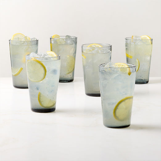 Del Mar Blue Recycled Cooler Glasses Set of 6