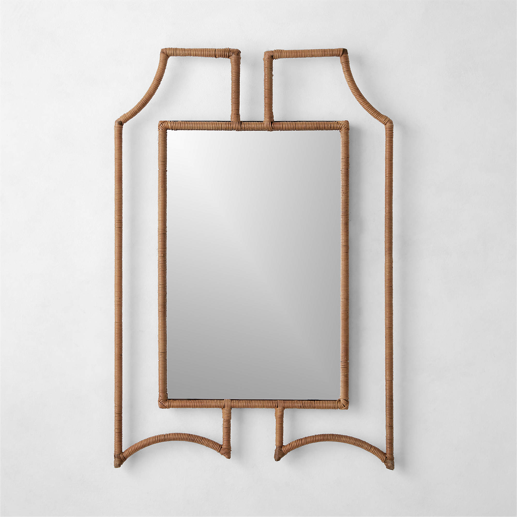 Delacour Rattan Wrapped Wall Mirror 24"x36" + Reviews CB2