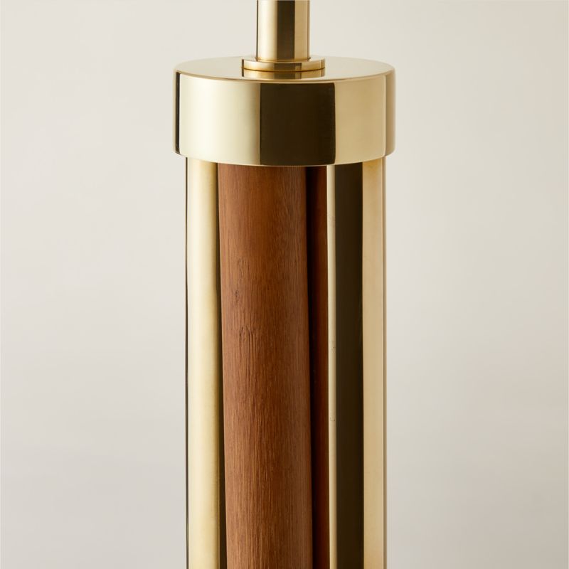 Delaney Rattan And Unlacquered Brass Floor Lamp with Linen Shade - image 2 of 3