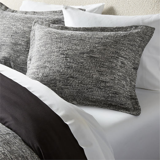 Delano Black and White Linen and Cotton King Shams Set of 2