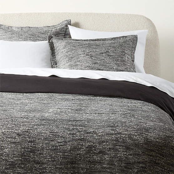 Delano Black and White Linen and Cotton Full/Queen Duvet Cover