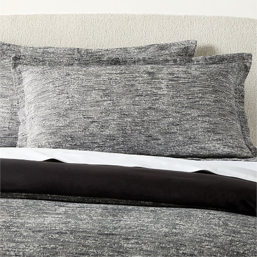 Delano Black and White Linen and Cotton King Shams Set of 2