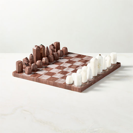 Delphi Red and White Marble Chess Set by Nina Garcia