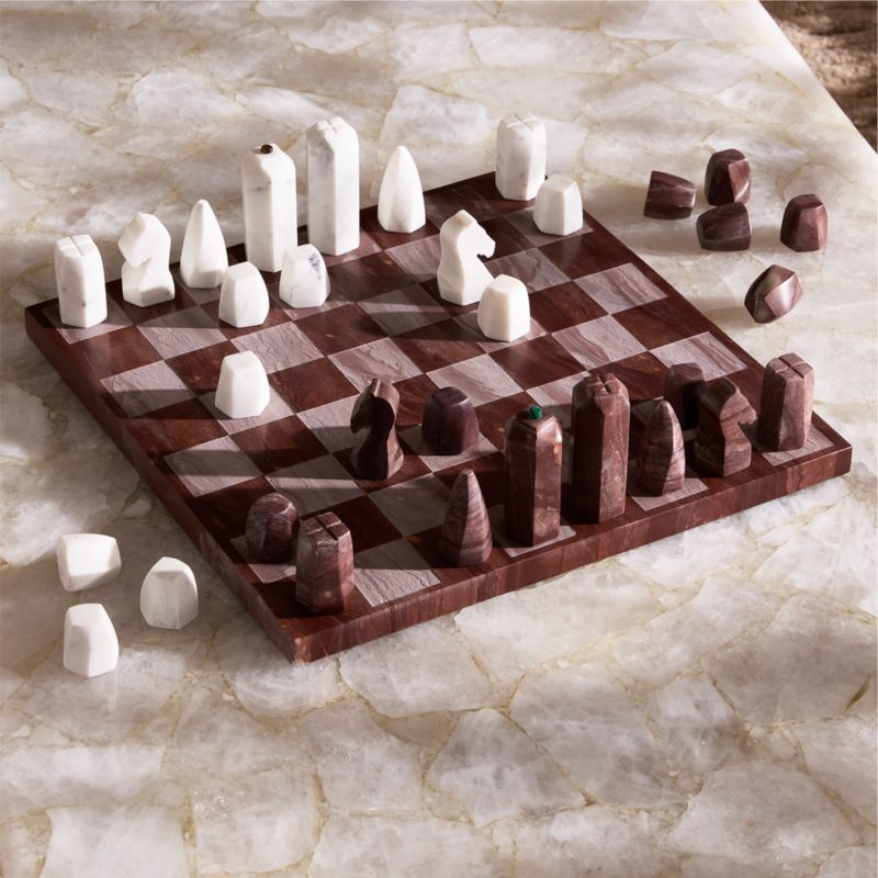 Delphi Red and White Marble Chess Set by Nina Garcia - image 1 of 6