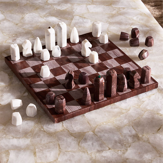 Delphi Red and White Marble Chess Set by Nina Garcia