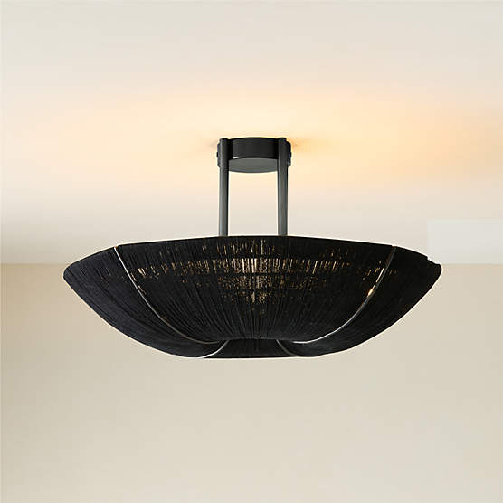 Delphine Black Jute Semi-Flush Mount Light 20"