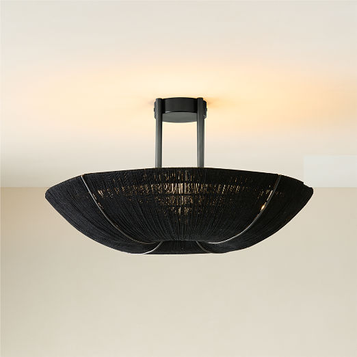 Delphine Black Jute Semi-Flush Mount Light 20"
