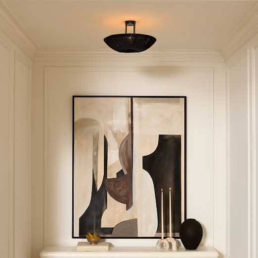 Delphine Black Jute Semi-Flush Mount Light