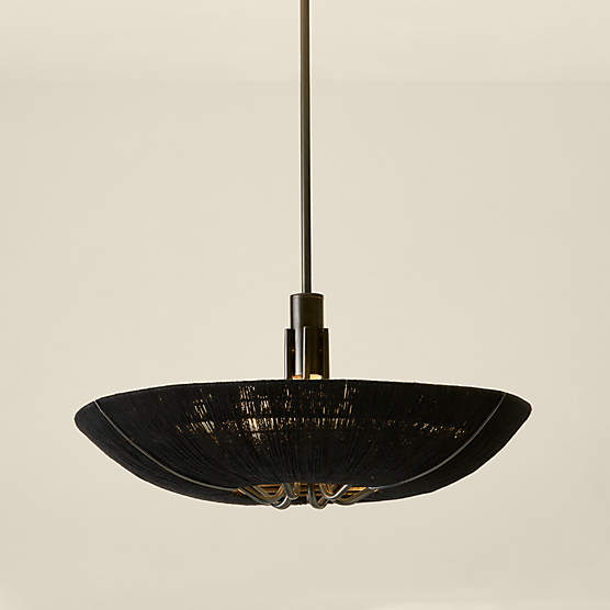 Delphine Black Jute Pendant Light 23"