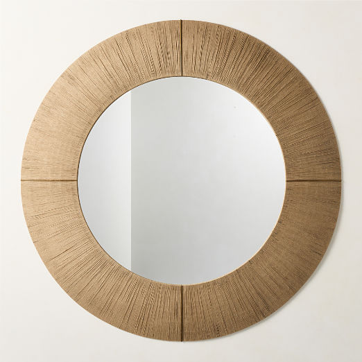 Delphine Natural Jute Round Wall Mirror 60"