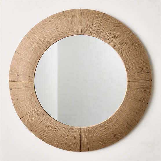 Delphine Natural Jute Round Wall Mirror 48"