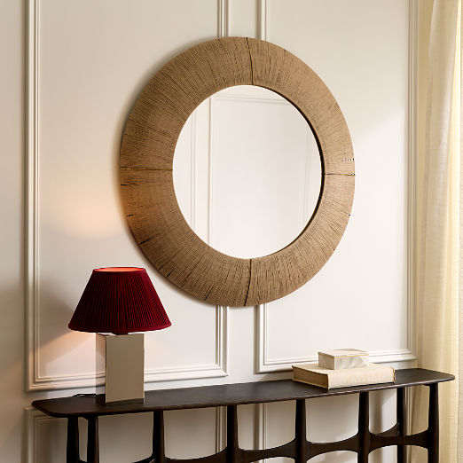 Delphine Natural Jute Round Wall Mirror 48"