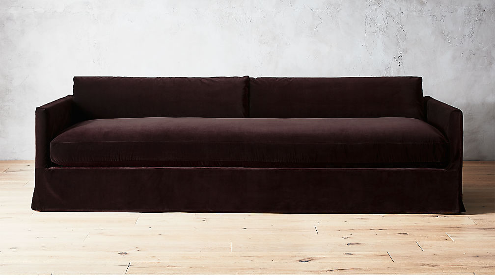 Delphine Mocha Velvet Slipcover Sofa Reviews Cb2