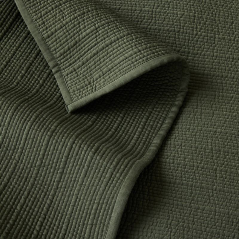 Demar Organic Cotton Sateen Dark Green Full/Queen Quilt - image 2 of 5