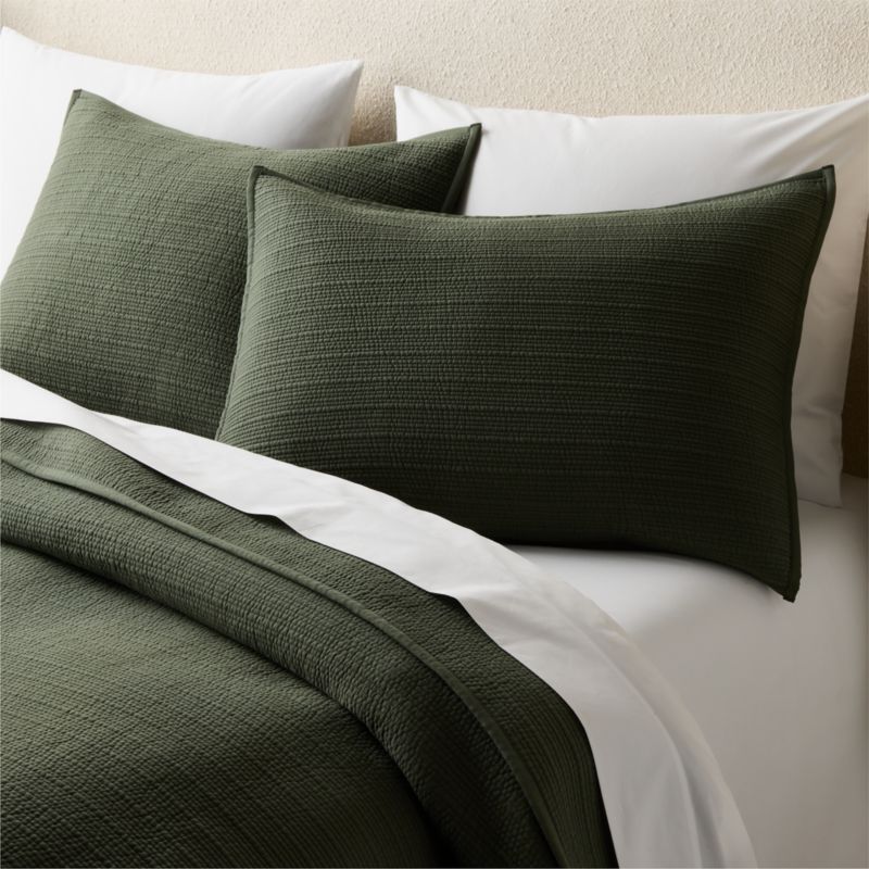 Demar Organic Cotton Sateen Dark Green Standard Pillow Shams Set of 2 - image 2 of 6