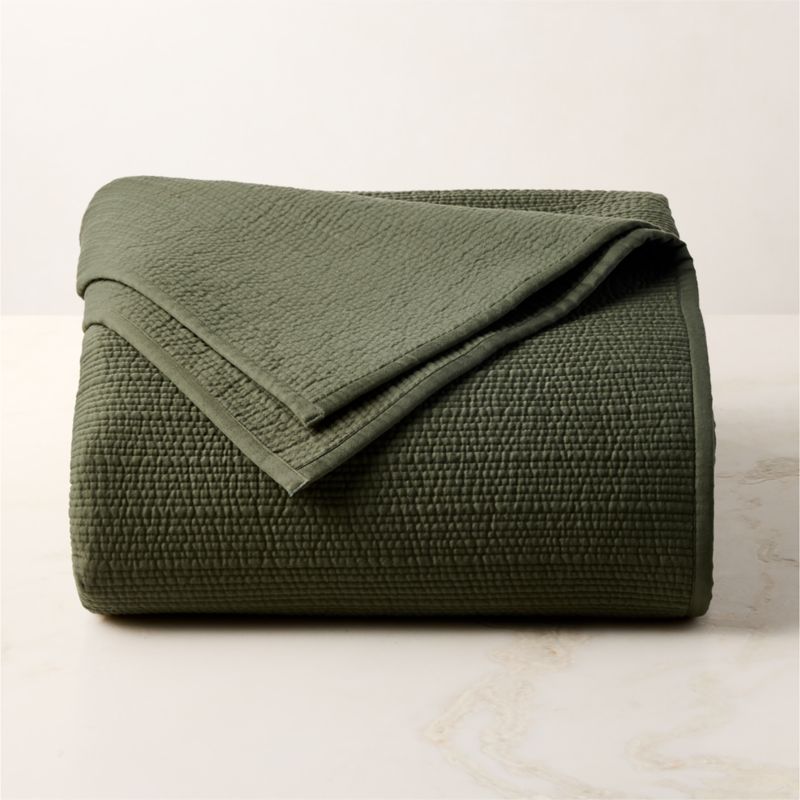 Demar Organic Cotton Sateen Dark Green Full/Queen Quilt - image 3 of 5