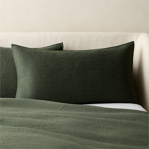 Demar Organic Cotton Sateen Dark Green King Pillow Shams Set of 2