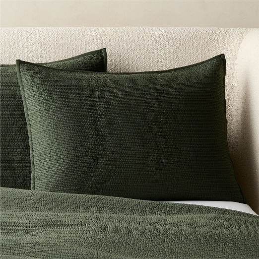 Demar Organic Cotton Sateen Dark Green Standard Pillow Shams Set of 2