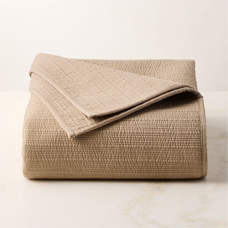 Demar Organic Cotton Sateen Dark Taupe King Quilt - image 3 of 5
