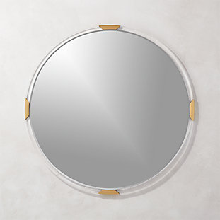 demi acrylic mirror round shelf metal gold cb2