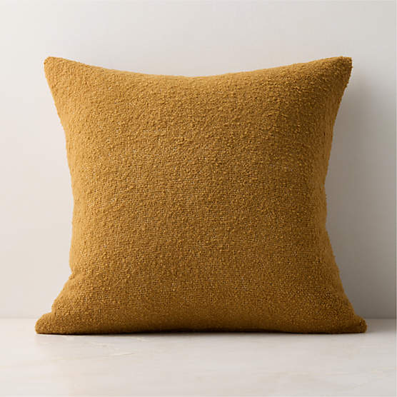 Demi Smoked Amber Merino Wool Boucle Throw Pillow with Down-Alternative Insert 20"x20"