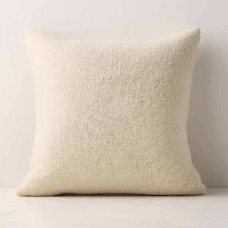 View Demi Warm White Merino Wool Boucle Throw Pillow Cover 20"x20" details