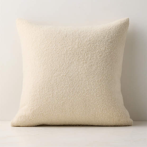 Demi Warm White Merino Wool Boucle Throw Pillow Cover 20"x20"
