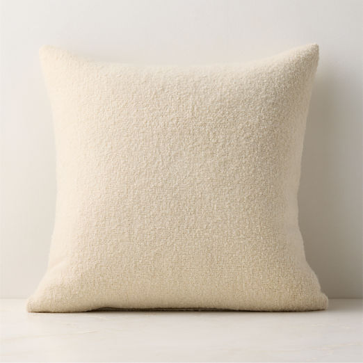 Demi Warm White Merino Wool Boucle Throw Pillow 20"x20"