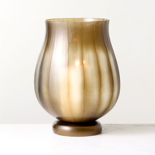 Dendro Smoked Black Glass Hurricane Candle Holder 12.5"