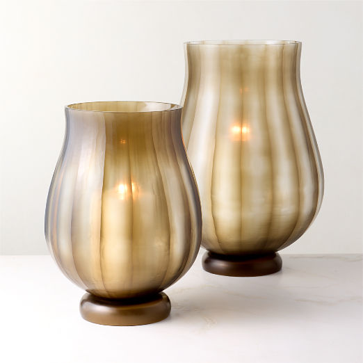 Dendro Smoked Black Glass Hurricane Candle Holders