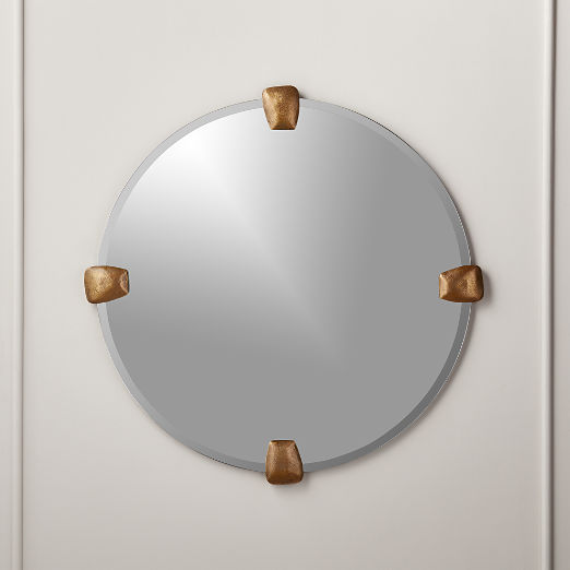 Modern Wall Mirrors Round Square More Cb2 Depp Brass Tab Round Mirror 32