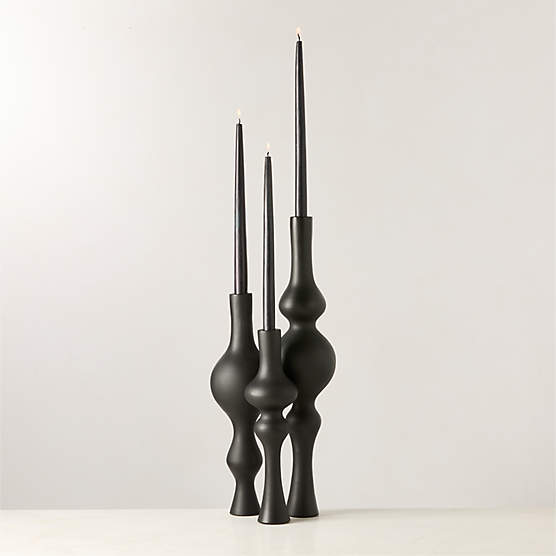 Desenhos Black Cast Aluminum Taper Candle Holder