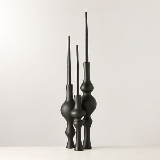 Desenhos Black Cast Aluminum Taper Candle Holder