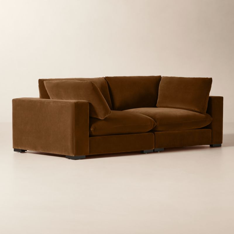 Deseo 2-Piece Light Brown Performance Velvet Deep Depth Sectional Sofa - image 2 of 9