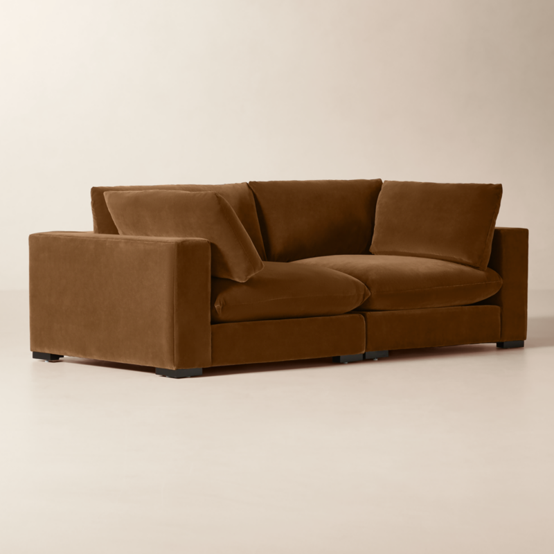 Deseo 2-Piece Praline Brown Performance Velvet Deep Depth Sectional Sofa - image 4 of 9
