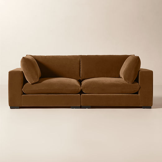 Deseo 2-Piece Praline Brown Performance Velvet Deep Depth Sectional Sofa