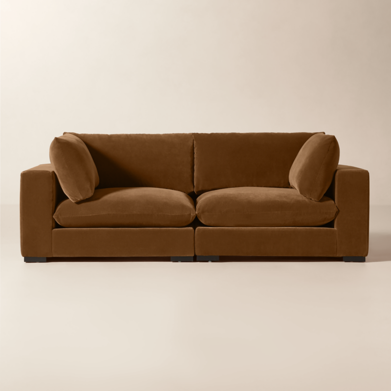 Deseo 2-Piece Praline Brown Performance Velvet Deep Depth Sectional Sofa - image 0 of 9