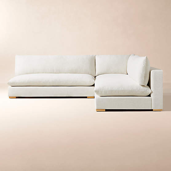 Deseo 3-Piece Modular White Performance Fabric Standard Depth Sectional Sofa with Loveseat