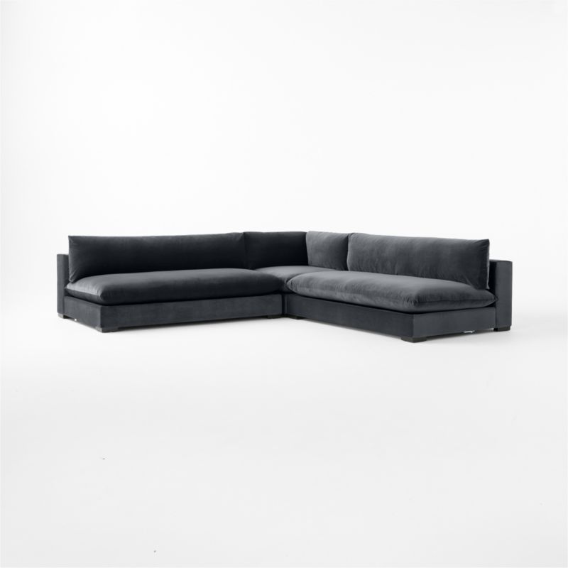 Deseo 3-Piece Modular Charcoal Grey Performance Velvet Deep Depth Sectional Sofa - image 10 of 12