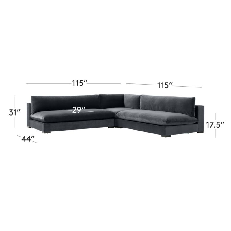 View Deseo 3-Piece Modular Charcoal Grey Performance Velvet Deep Depth Sectional Sofa - image 3 of 13