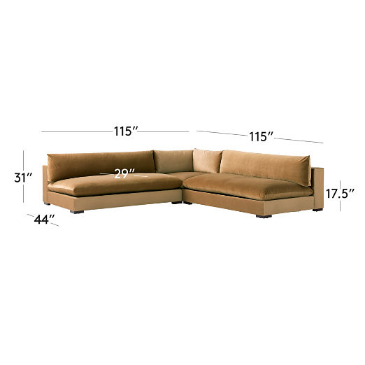 Deseo 3-Piece Modular Copper Brown Performance Velvet Deep Depth Sectional Sofa