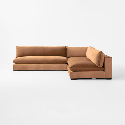 Deseo 3-Piece Modular Copper Brown Performance Velvet Deep Depth Sectional Sofa